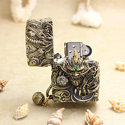 Zippo Vintage Bronze Dynamic Pixiu Mythical Beast Case Case - CM97