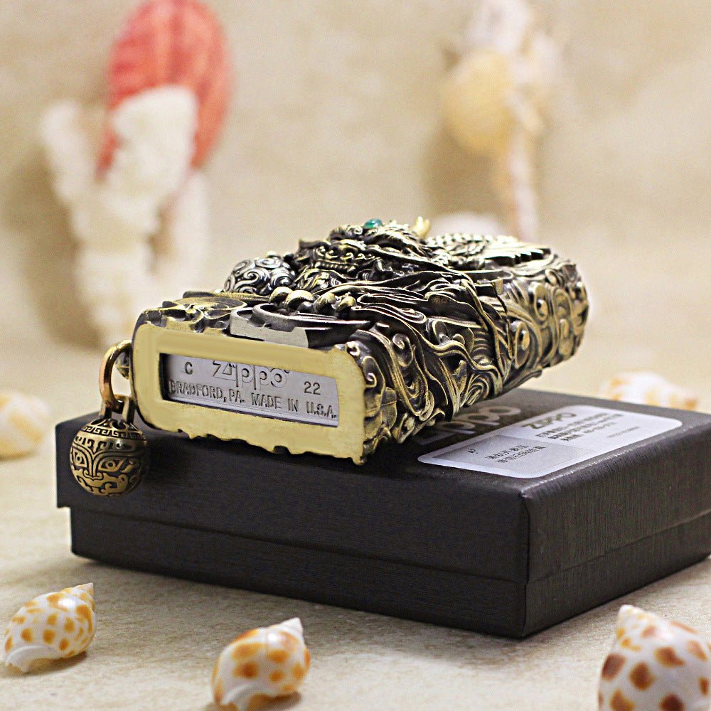 Zippo Vintage Bronze Dynamic Pixiu Mythical Beast Case Case - CM97