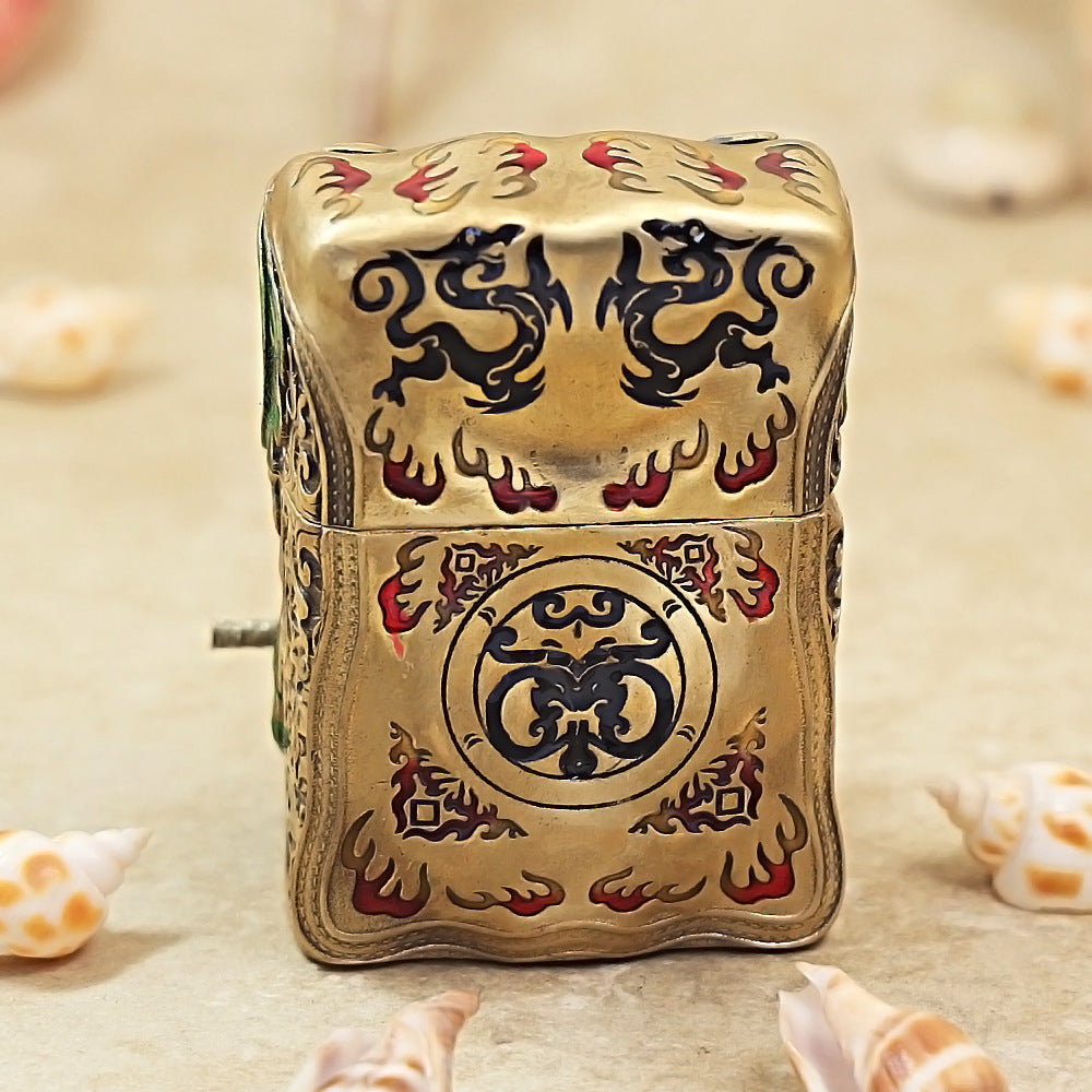 Zippo Vintage Bronze Luminous Sun Wukong Fighting Shakyamuni Case Case - CM92