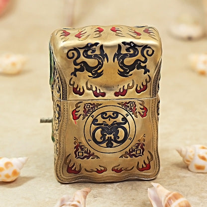 Zippo Vintage Bronze Luminous Sun Wukong Fighting Shakyamuni Case Case - CM92