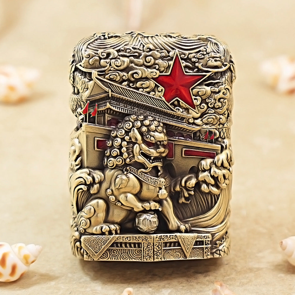 Zippo Vintage Bronze Majestic Pass Protector Lion Case Case - CM63