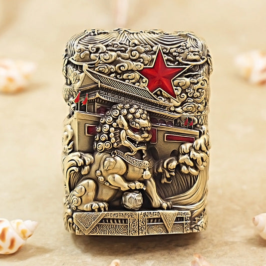 Zippo Vintage Bronze Majestic Pass Protector Lion Case Case - CM63