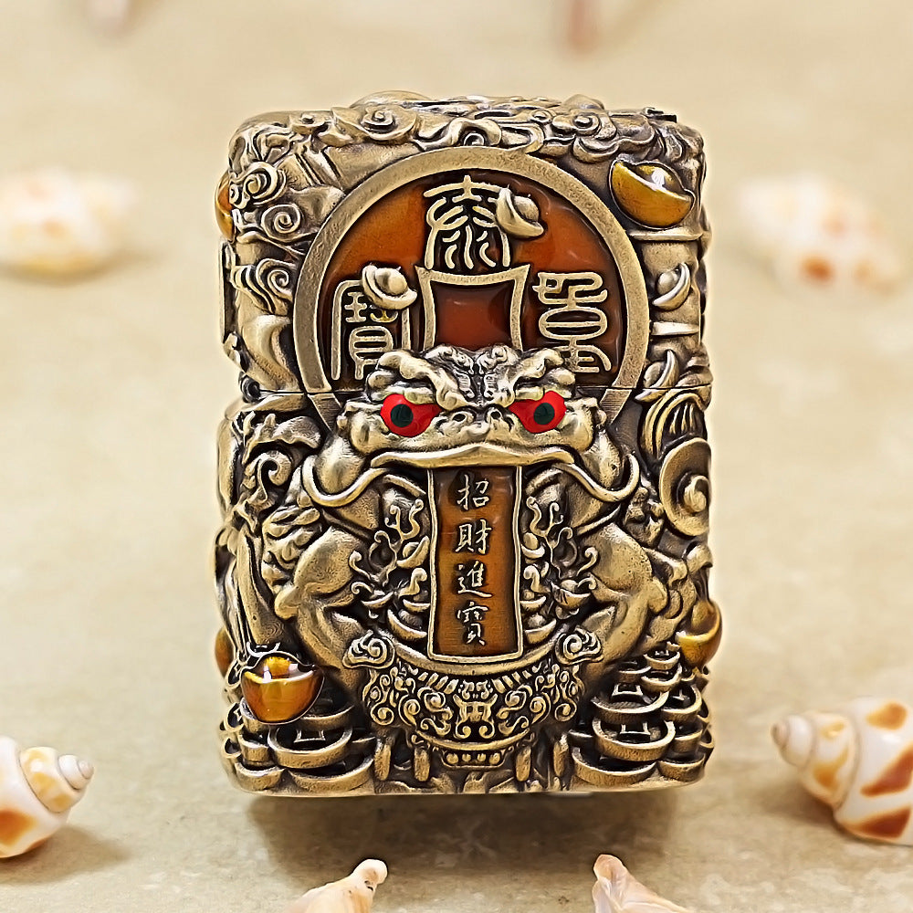 Zippo Vintage Bronze Three-Legged Riches Toad Case Case - CM62