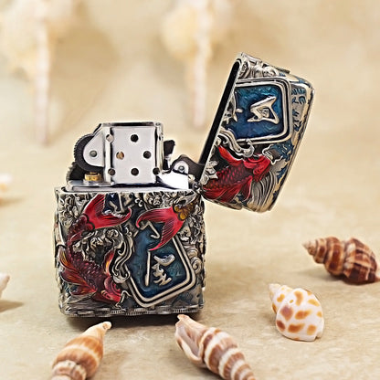 Zippo Vintage Argent Cool Millionaire Fortune Cat Case Case - CM88