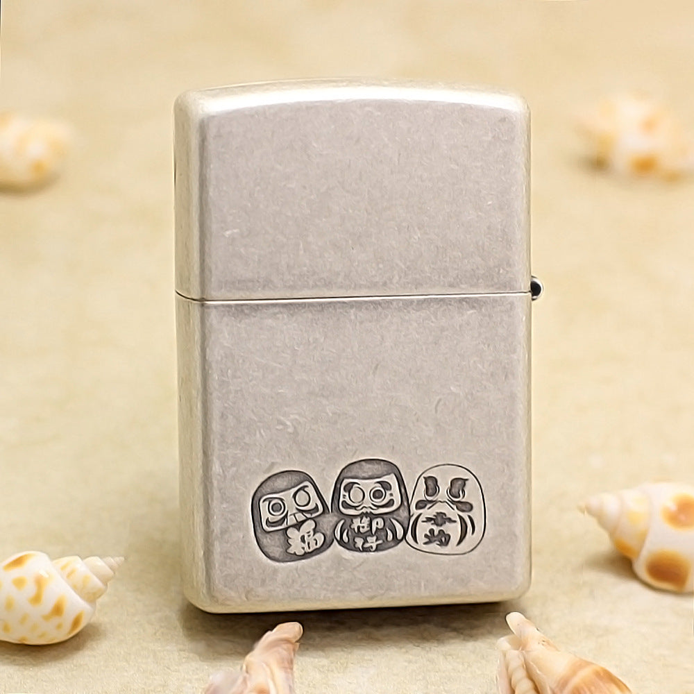 Zippo Vintage Argent Daruma and Great Wave Medallion - DS161