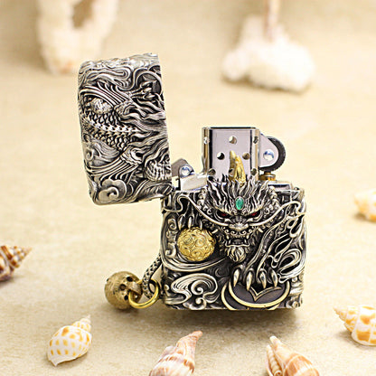 Zippo Vintage Argent Dynamic Pixiu Mythical Beast Case Case - CM98