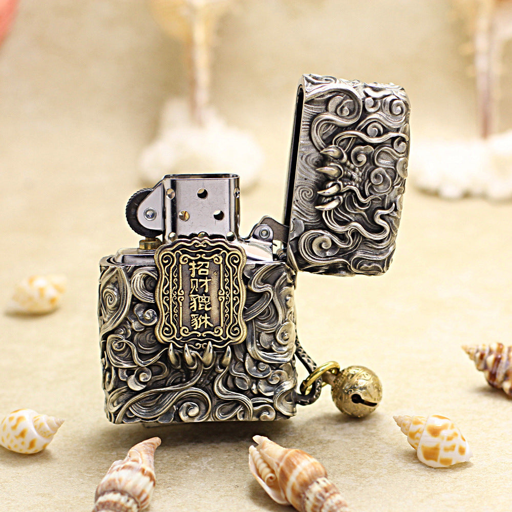 Zippo Vintage Argent Dynamic Pixiu Mythical Beast Case Case - CM98