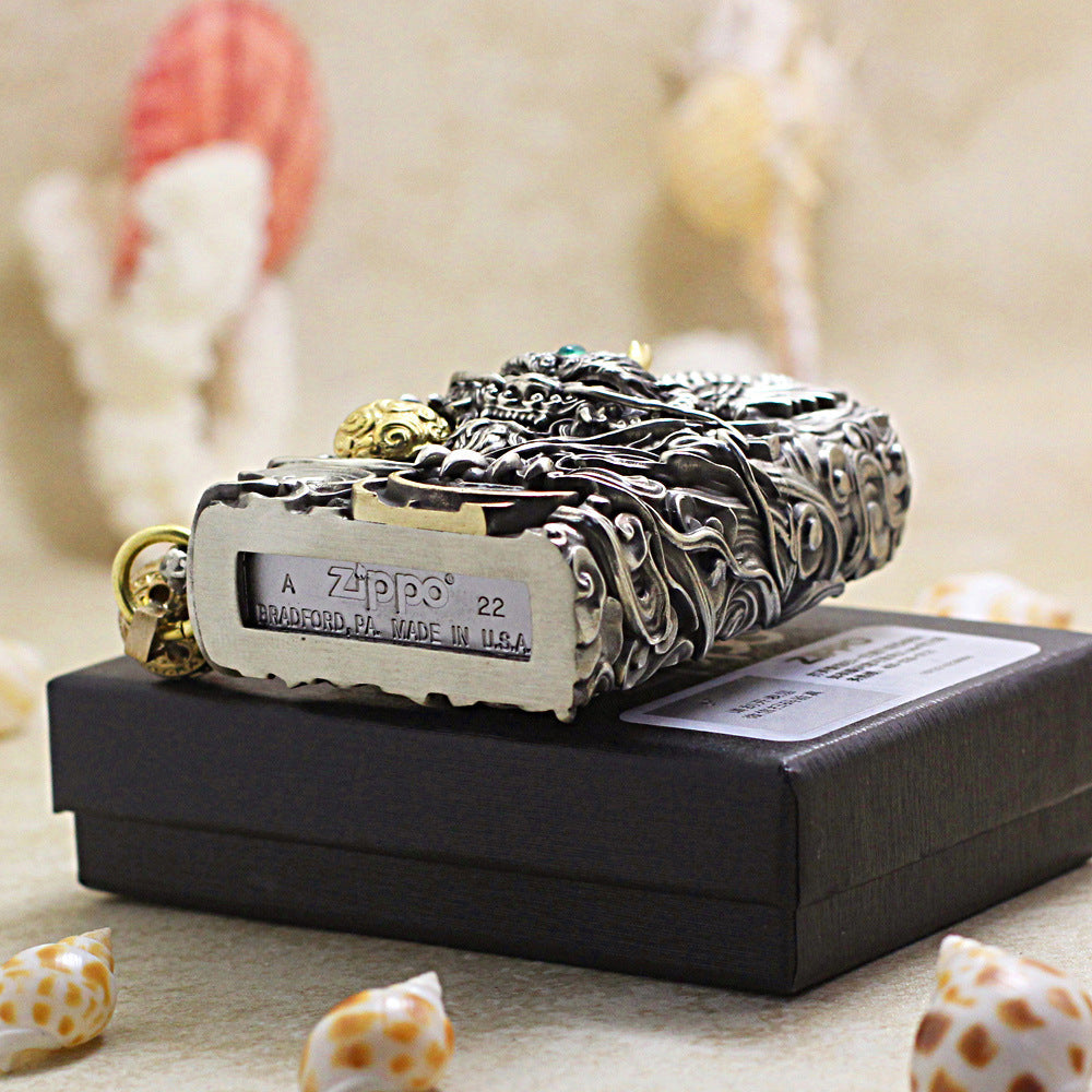 Zippo Vintage Argent Dynamic Pixiu Mythical Beast Case Case - CM98