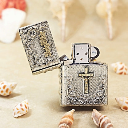 Zippo Vintage Argent Holy Bible Crucifix Case Case - CM73