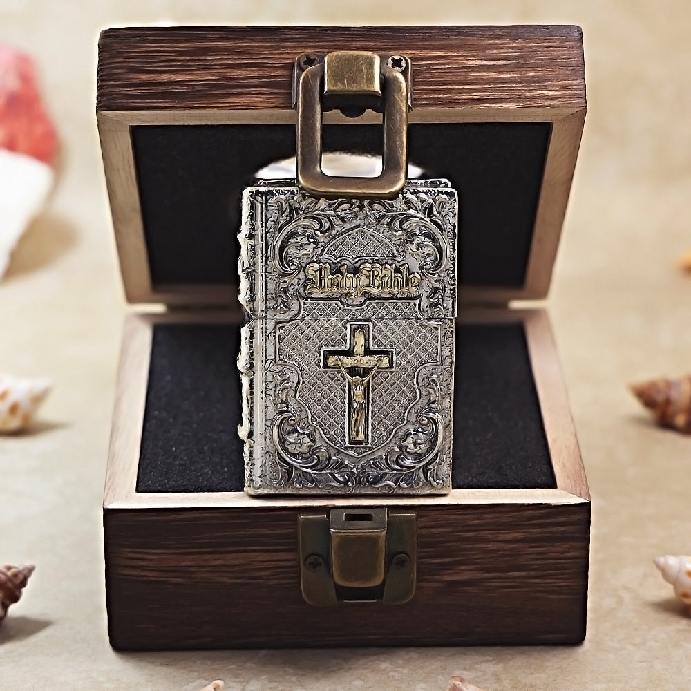 Zippo Vintage Argent Holy Bible Crucifix Case Case - CM73