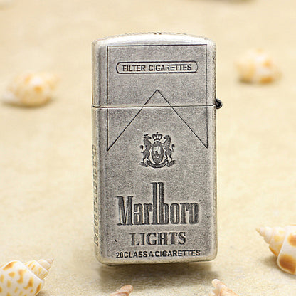 Zippo Antique Silver Marlboro Lights Slim Lighter - MC02