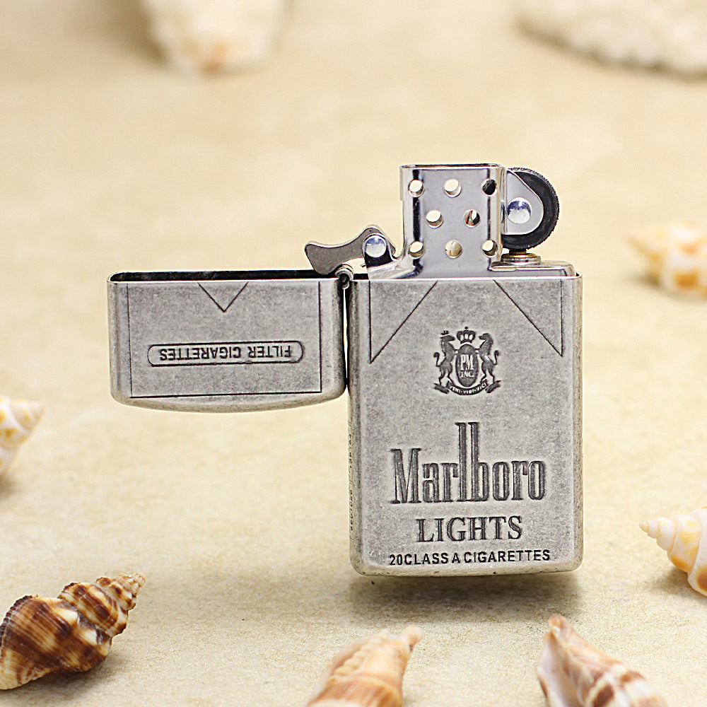 Zippo Antique Silver Marlboro Lights Slim Lighter - MC02