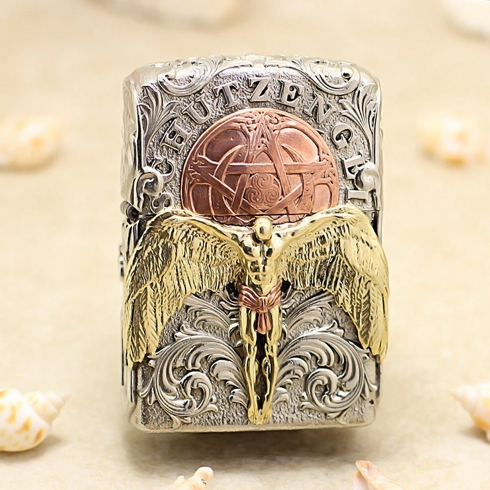 Zippo Vintage Argent Case Protector Angel Schutzengel Case - CM96