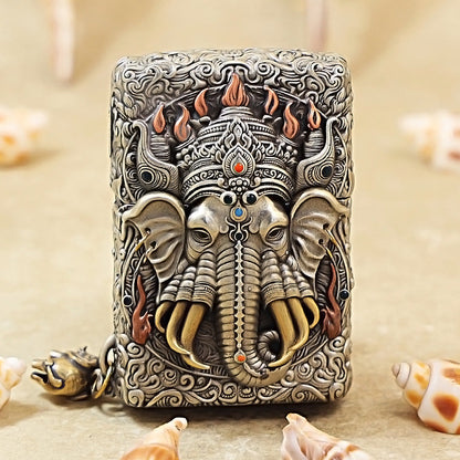Zippo Vintage Argent Case Six-Tusked Elephant King Spirit Flame - CM109