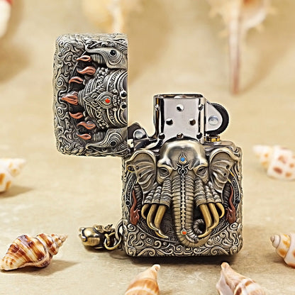 Zippo Vintage Argent Case Six-Tusked Elephant King Spirit Flame - CM109