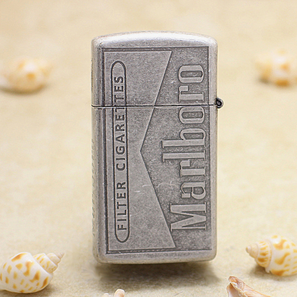 Zippo Antique Silver Slim Marlboro Cowboy Lighter - MC20