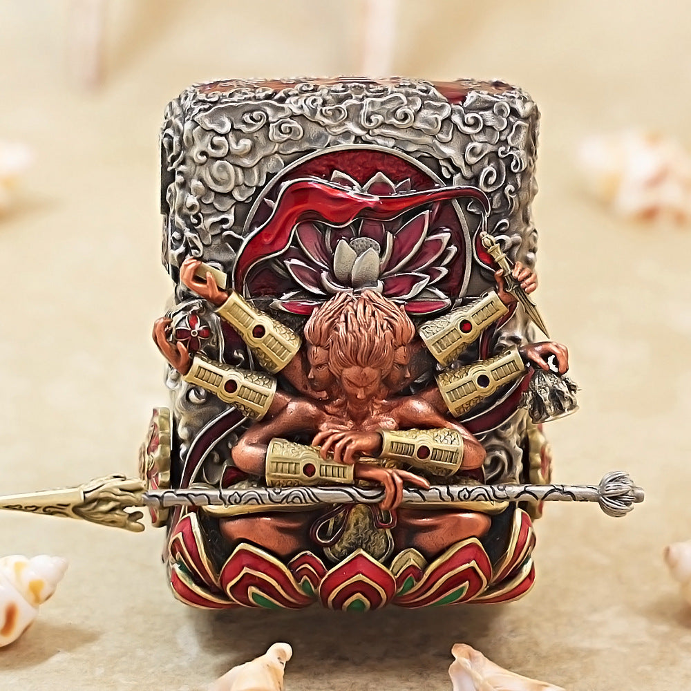 Zippo Vintage Argent Three-Headed Six-Armed Nezha Case Case - CM82