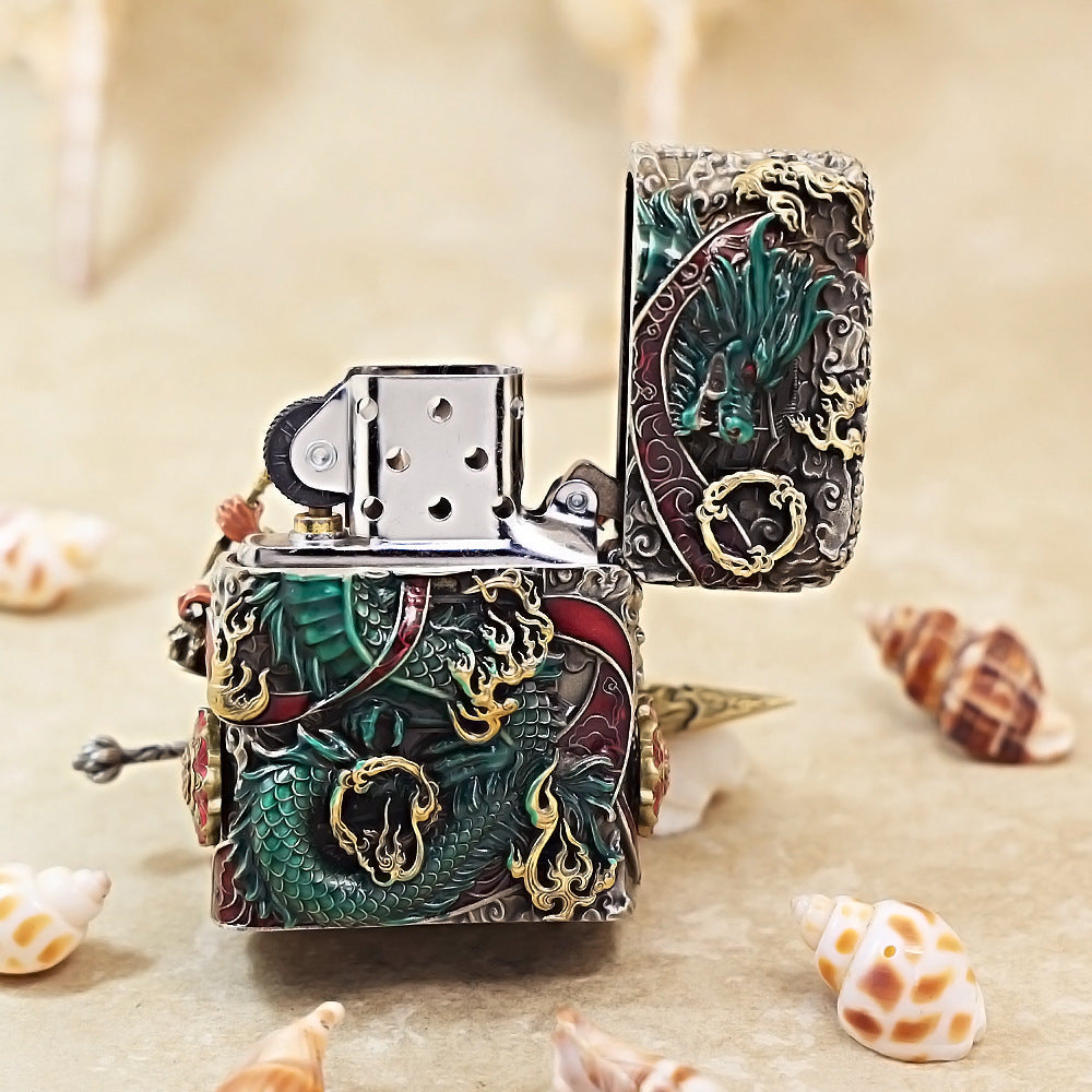 Zippo Vintage Argent Three-Headed Six-Armed Nezha Case Case - CM82
