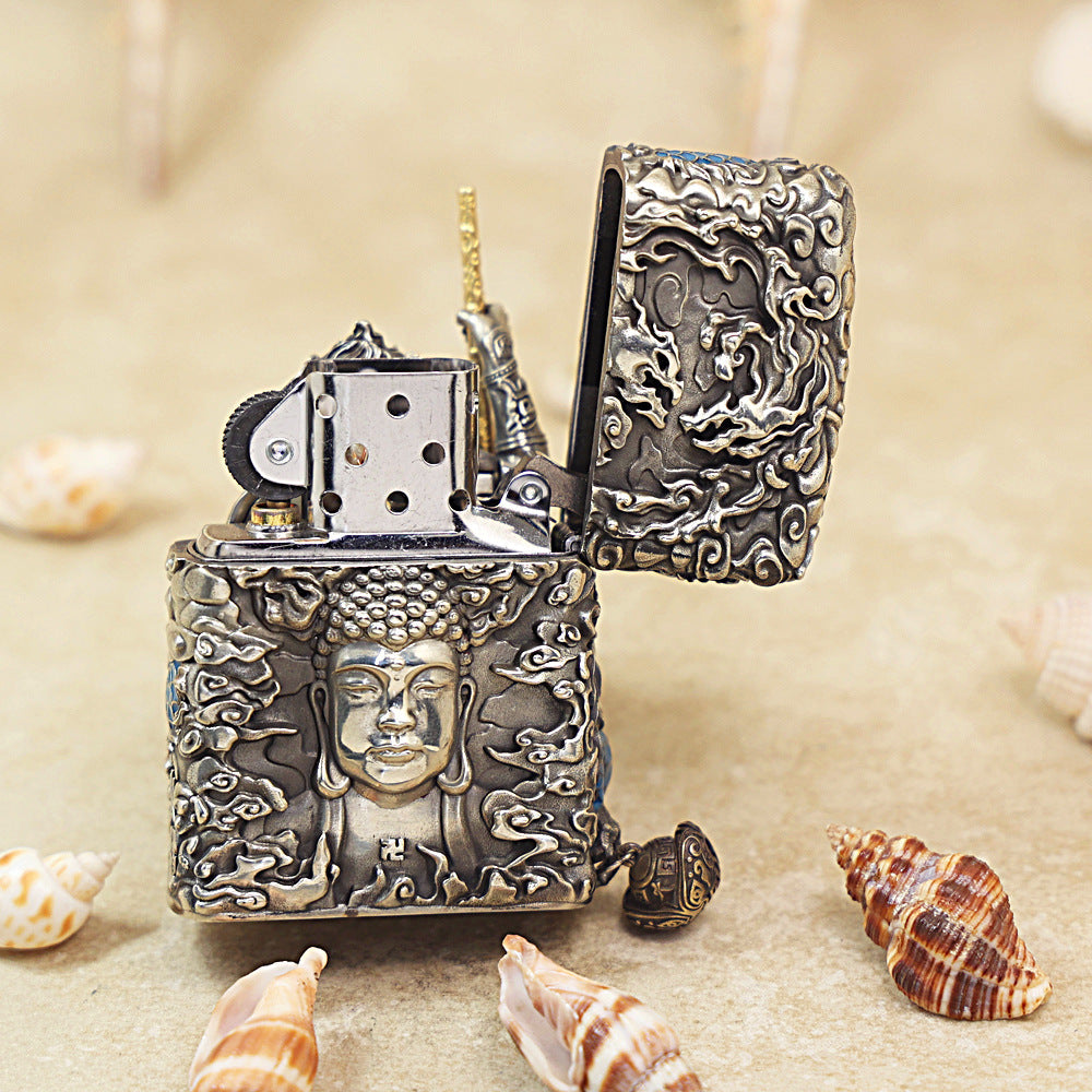 Zippo Vintage Argent Victorious Fighting Shakyamuni Wave-Rider Heavy-duty Case - CM93
