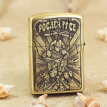 Zippo Heavy-duty Premium-Shine Bronze Joker Poker Face Medallion Flame - DS173