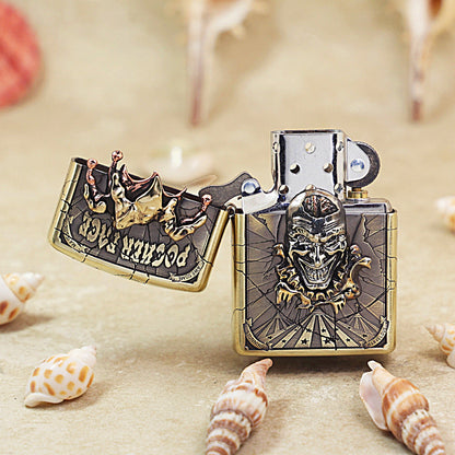 Zippo Heavy-duty Premium-Shine Bronze Joker Poker Face Medallion Flame - DS173