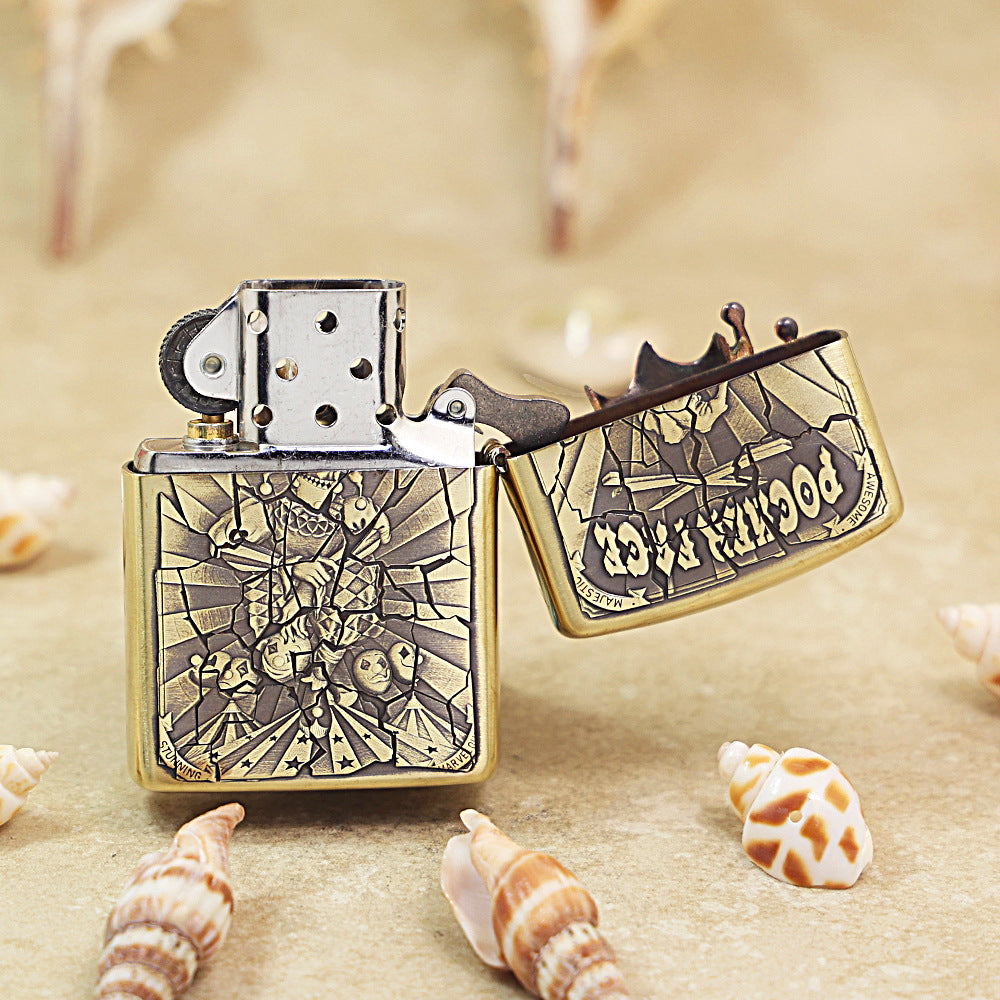 Zippo Heavy-duty Premium-Shine Bronze Joker Poker Face Medallion Flame - DS173