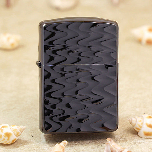 Zippo Heavy-duty Premium Shine Obsidian Titanium Rippled Wave - JP76
