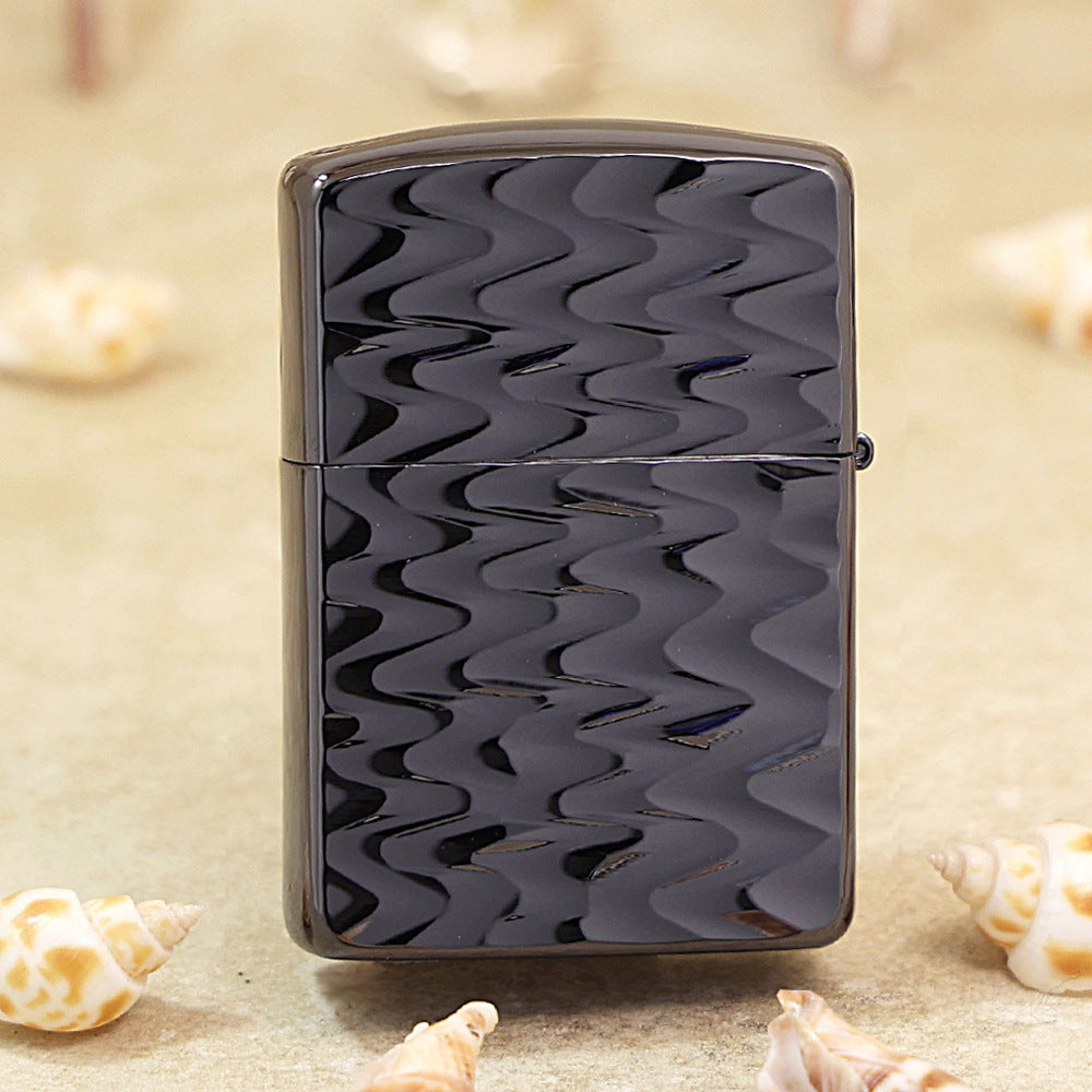 Zippo Heavy-duty Premium Shine Obsidian Titanium Rippled Wave - JP76