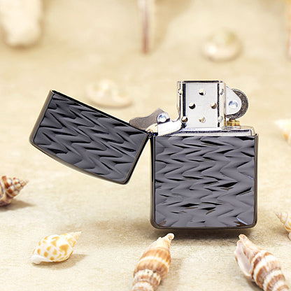 Zippo Heavy-duty Premium Shine Obsidian Titanium Rippled Wave - JP76