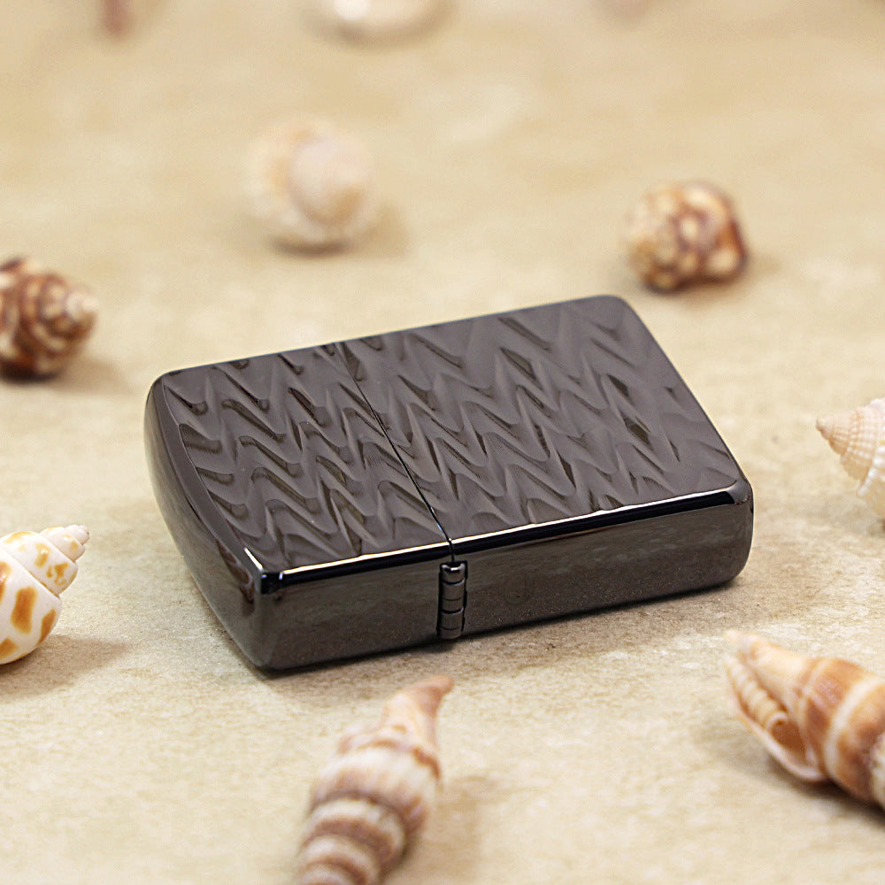 Zippo Heavy-duty Premium Shine Obsidian Titanium Rippled Wave - JP76
