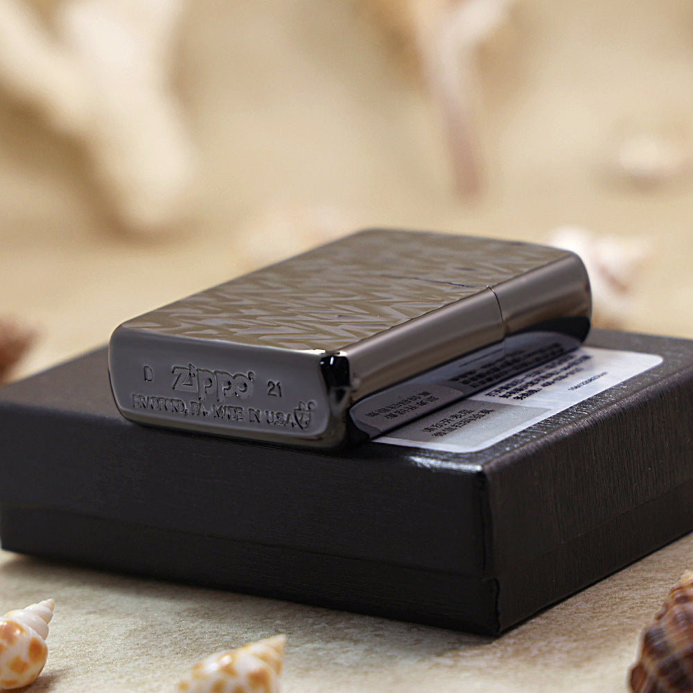 Zippo Heavy-duty Premium Shine Obsidian Titanium Rippled Wave - JP76