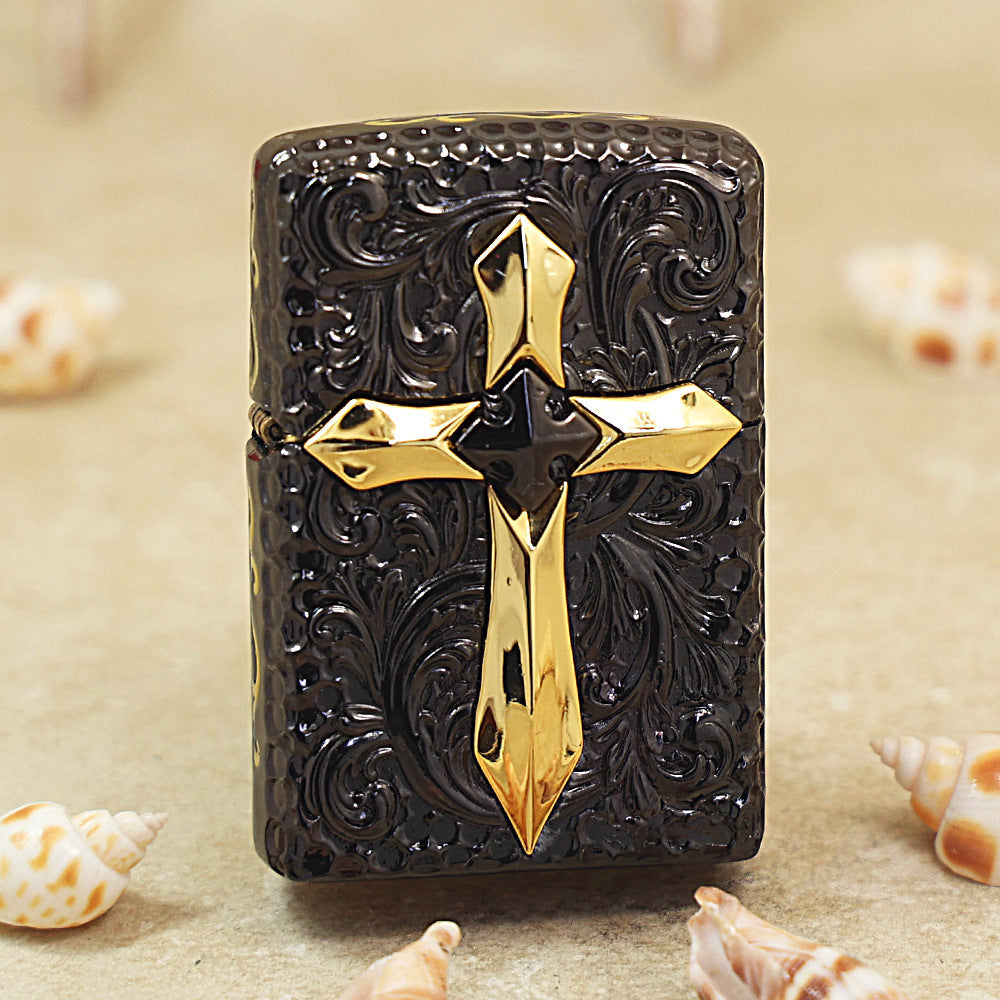 Zippo Obsidian Ice Case Case Golden Glory Crucifix - CM56