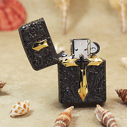 Zippo Obsidian Ice Case Case Golden Glory Crucifix - CM56