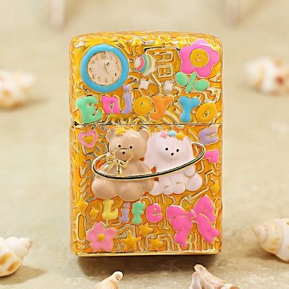 Zippo Gold-Layered Case Case Enjoy Life Bear - CM71