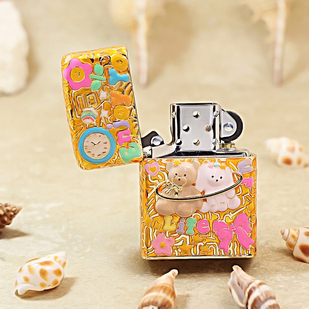 Zippo Gold-Layered Case Case Enjoy Life Bear - CM71