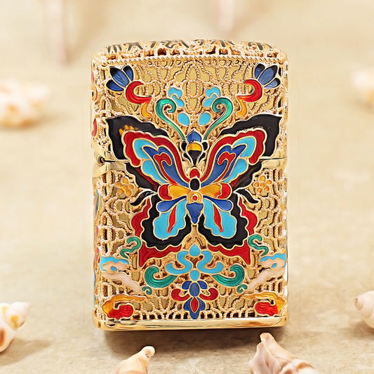 Zippo Gold-Layered Case Cloisonné Dunhuang Dream Butterfly - CM78