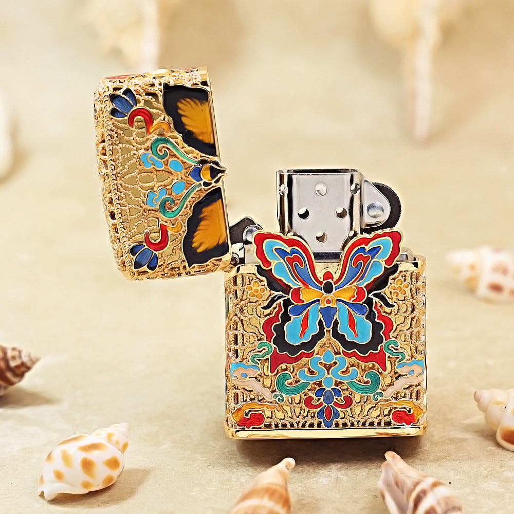 Zippo Gold-Layered Case Cloisonné Dunhuang Dream Butterfly - CM78