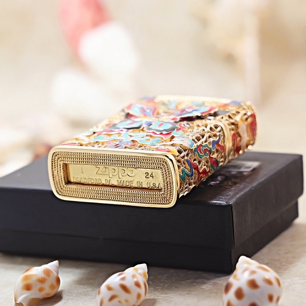 Zippo Gold-Layered Case Cloisonné Dunhuang Dream Butterfly - CM78