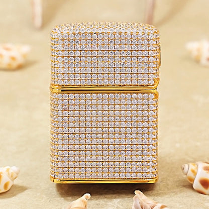Zippo Gold Complete Crystal Pavé "Zi" Medallion Case Flame - CM103