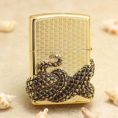 Zippo Gold Polished Solid 3d-embossed Snake God Medallion - KR19