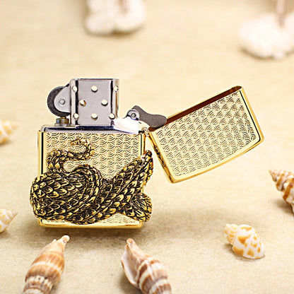Zippo Gold Polished Solid 3d-embossed Snake God Medallion - KR19