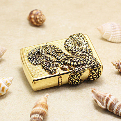 Zippo Gold Polished Solid 3d-embossed Snake God Medallion - KR19