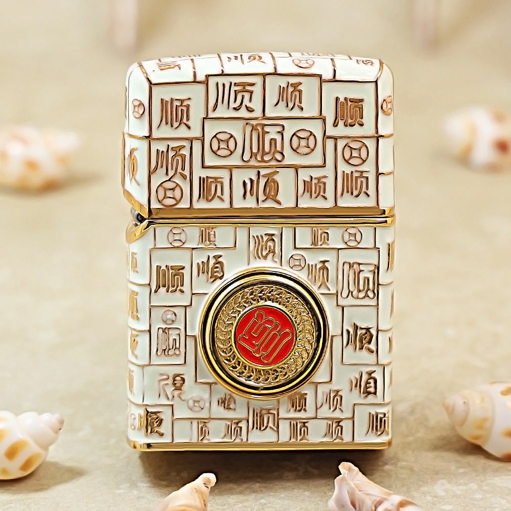 Zippo Gold Case Case Luminous Mahjong Hundred Smoothness - CM70