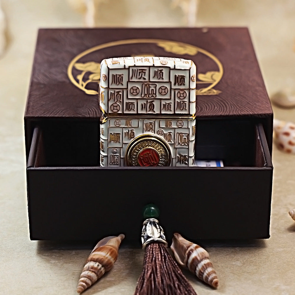 Zippo Gold Case Case Luminous Mahjong Hundred Smoothness - CM70