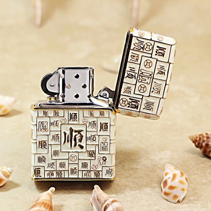 Zippo Gold Case Case Luminous Mahjong Hundred Smoothness - CM70