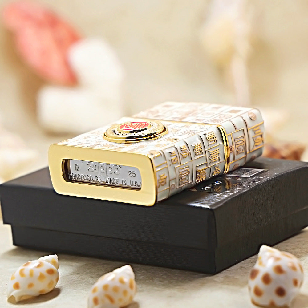 Zippo Gold Case Case Luminous Mahjong Hundred Smoothness - CM70