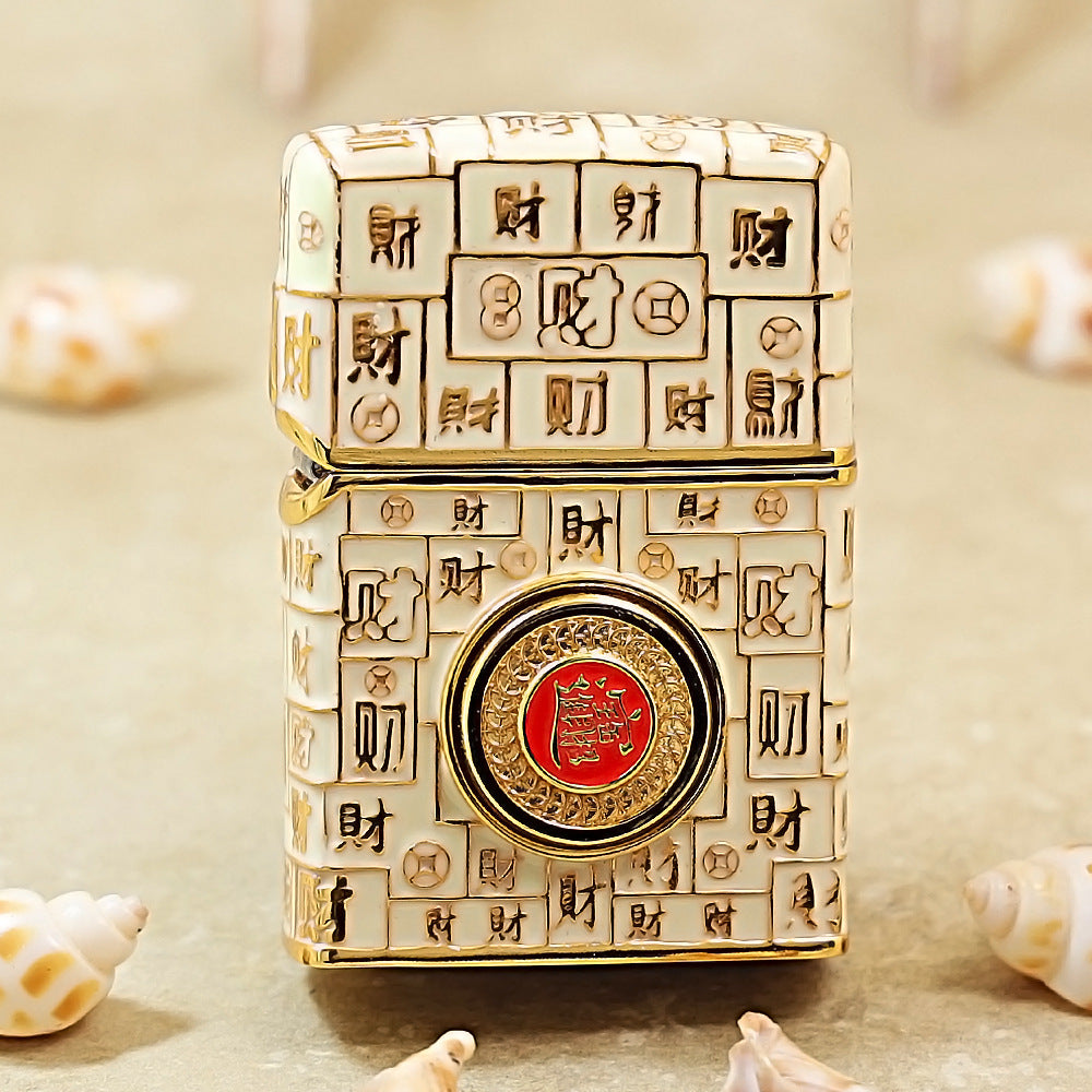 Zippo Gold Case Case Luminous Mahjong Hundred Riches - CM69