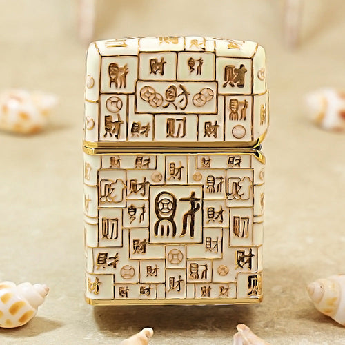 Zippo Gold Case Case Luminous Mahjong Hundred Riches - CM69