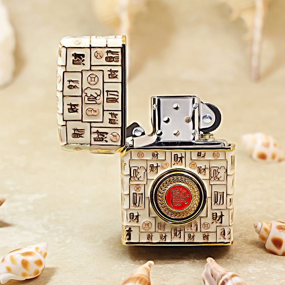 Zippo Gold Case Case Luminous Mahjong Hundred Riches - CM69