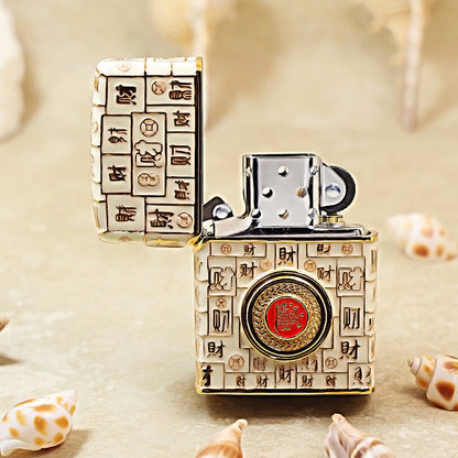 Zippo Gold Case Case Luminous Mahjong Hundred Riches - CM69